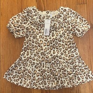 Janie and Jack Leopard Print Dress - Cream and Brown